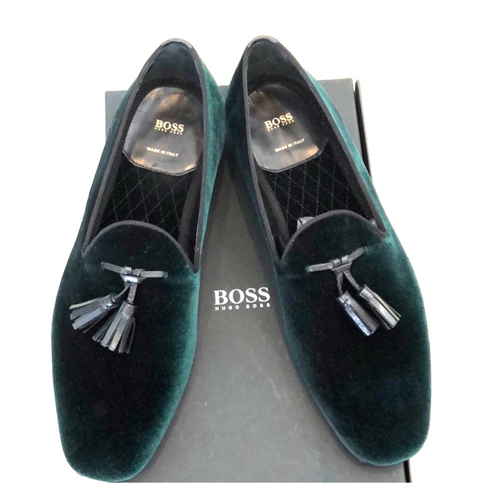 Hugo Boss Men’s velvet emerald green shoes
